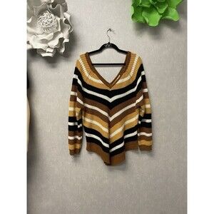 Derek Hart Plus Brown Knit V- Neck Sweater Size 3XL
